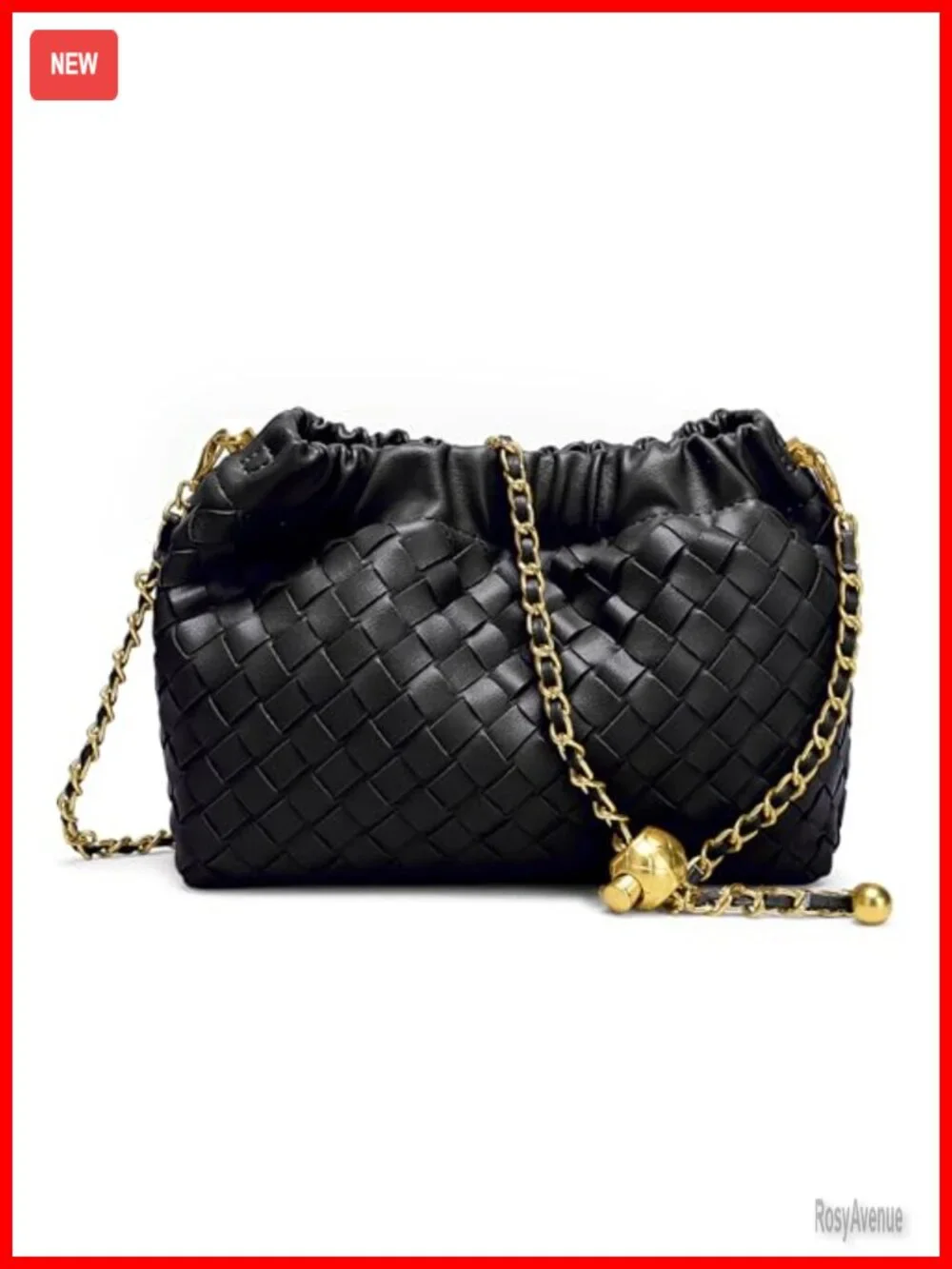 Woven Faux Leather Crossbody Bag, Evening Purse, Dumpling Clutch Hobo Shoulder